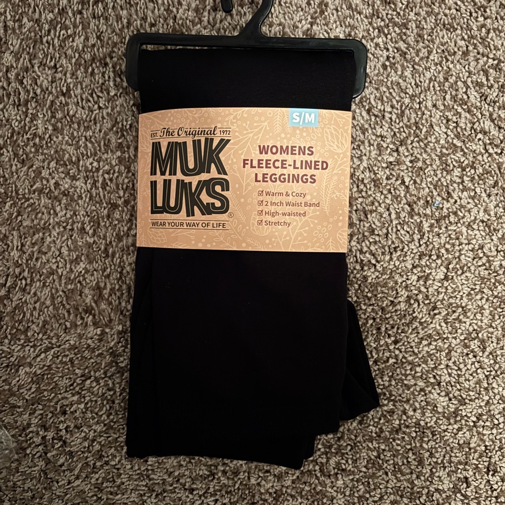 Muk Luks Women's Black Fleece-Lined Leggings